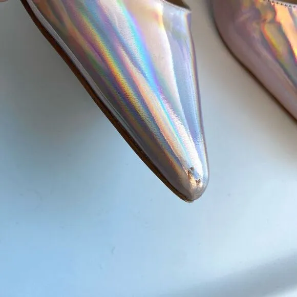 Stuart Weitzman Emilia Mary Jane Flats Iridescent Opal Patent Leather Women’s 6.
