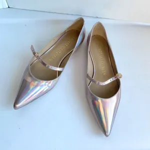 Stuart Weitzman Emilia Mary Jane Flats Iridescent Opal Patent Leather Women’s 6.