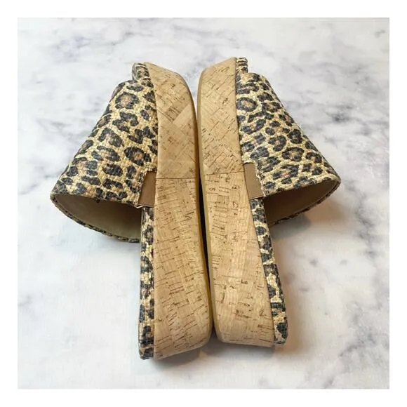 Stuart Weitzman Flatout Leopard Slide Cork Flatform Sandals