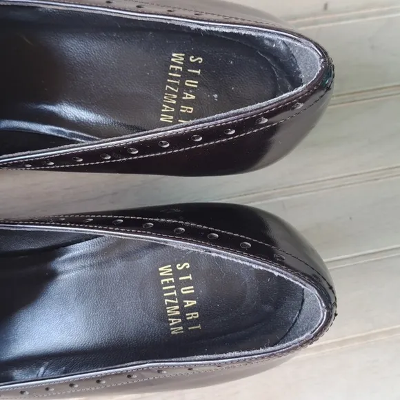 Stuart Weitzman Girlthing Brown Leather Oxford Tassels Loafer Heeled Pumps