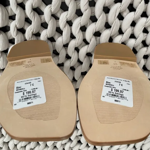 Stuart Weitzman Kora Sandals Flats Size 7.5 Lace Up Gladiator Caged Seashell NWT