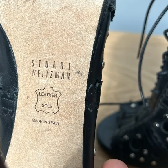 Stuart Weitzman Leather Ankle Lace-Up High Heel Booties size 6 M- gently used