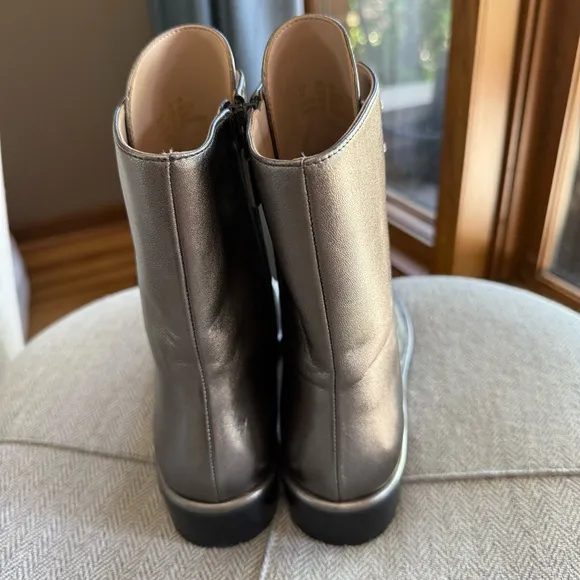 Stuart Weitzman Metallic Lace-Up Ankle Boots