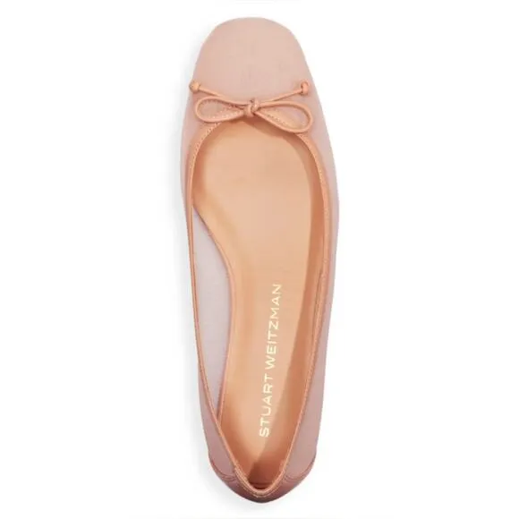 Stuart Weitzman Pink Arabella Leather-Trimmed Mesh Ballet Flats size US 7.5 - 8