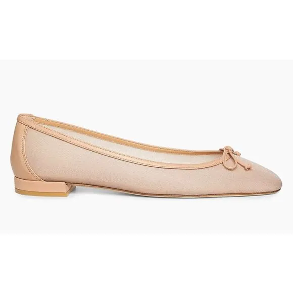 Stuart Weitzman Pink Arabella Leather-Trimmed Mesh Ballet Flats size US 7.5 - 8
