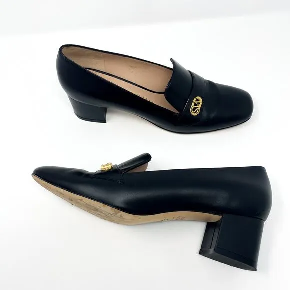 STUART WEITZMAN Riela Black Leather Block Heel Loafer
