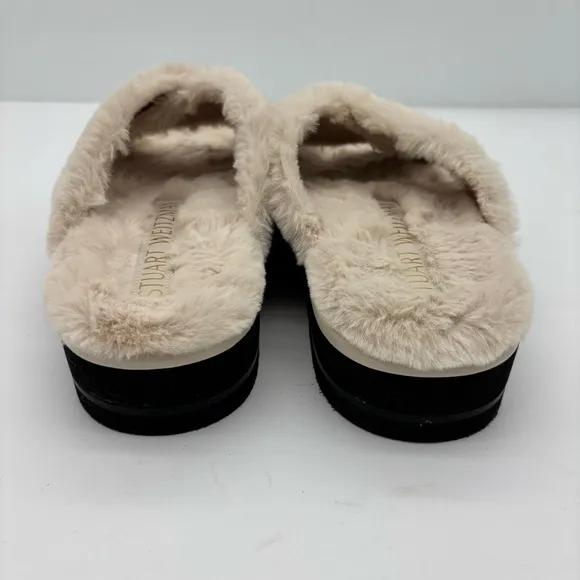 Stuart Weitzman Roza Lift Fuzzy Slides