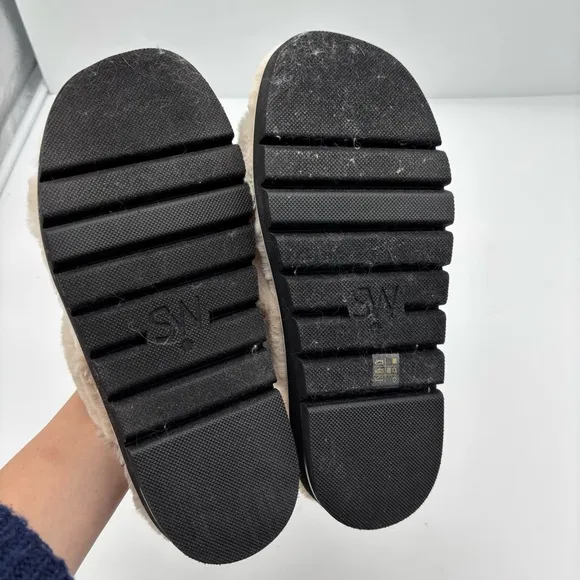 Stuart Weitzman Roza Lift Fuzzy Slides