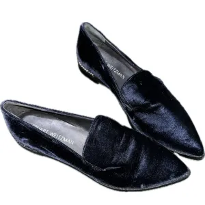 Stuart Weitzman Runatab Velvet Flat In Blue Size 9 1/2 Preowned MSRP $425