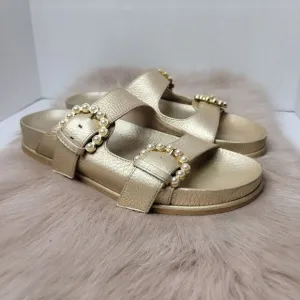 Stuart Weitzman Women’s Piper Metallic Slide Sandals Size 6