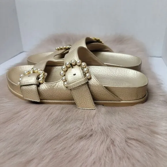 Stuart Weitzman Women’s Piper Metallic Slide Sandals Size 6