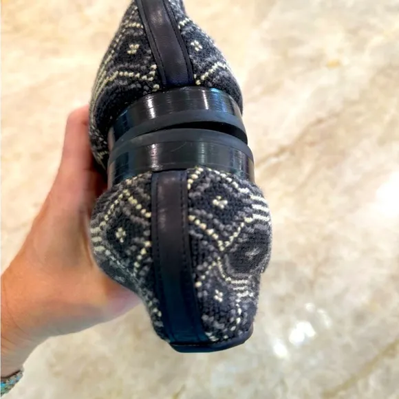 Stubbs &amp; Wootton Black and Cream Loafers with Geometric Design