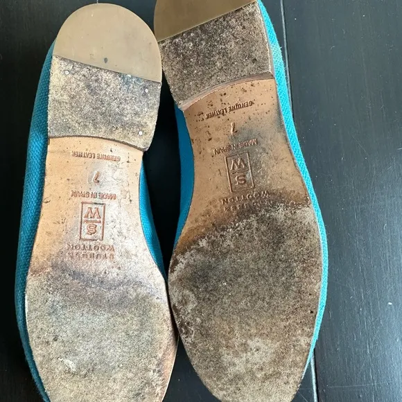 Stubbs &amp; Wootton Blue and Yellow Flats with Banana Embroidery