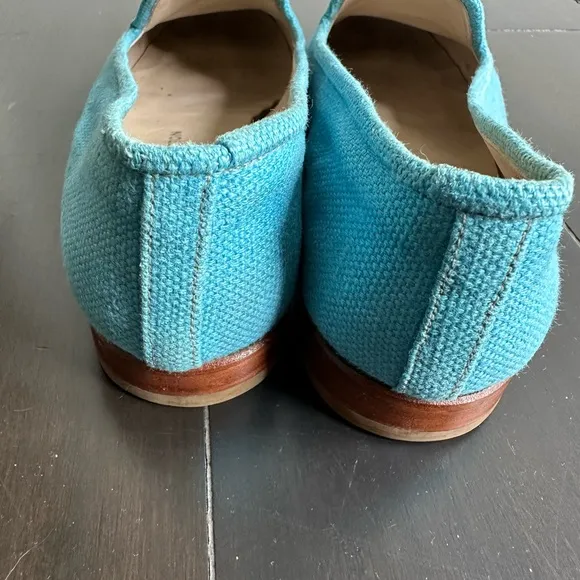 Stubbs &amp; Wootton Blue and Yellow Flats with Banana Embroidery
