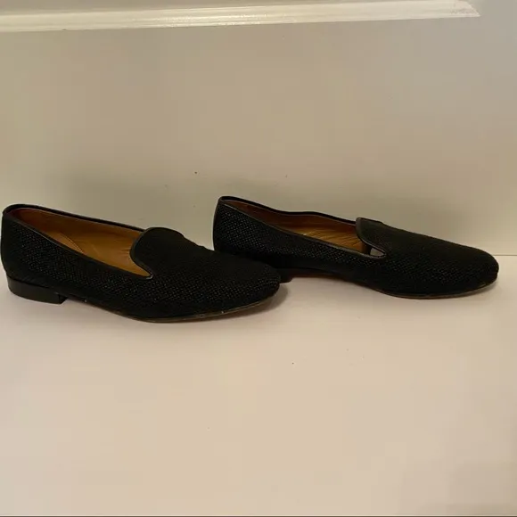 STUBBS &amp; WOOTTON SHOES FLATS LOAFERS BLACK LEATHER HANDMADE SPAIN Size 9