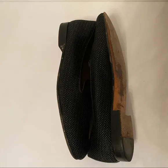 STUBBS &amp; WOOTTON SHOES FLATS LOAFERS BLACK LEATHER HANDMADE SPAIN Size 9