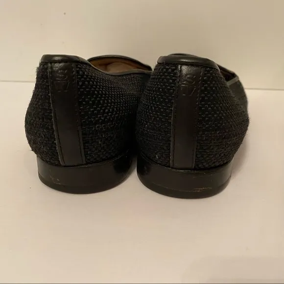 STUBBS &amp; WOOTTON SHOES FLATS LOAFERS BLACK LEATHER HANDMADE SPAIN Size 9
