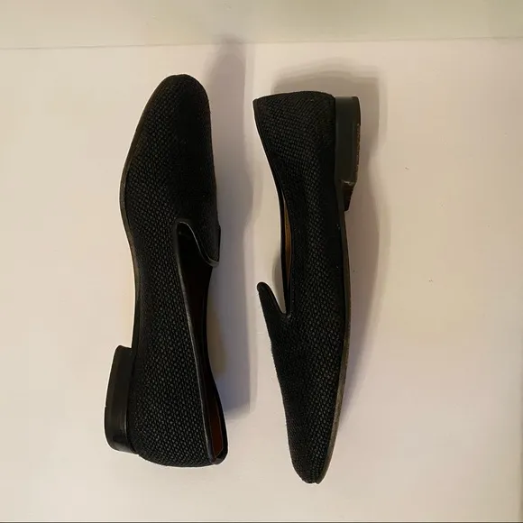 STUBBS &amp; WOOTTON SHOES FLATS LOAFERS BLACK LEATHER HANDMADE SPAIN Size 9