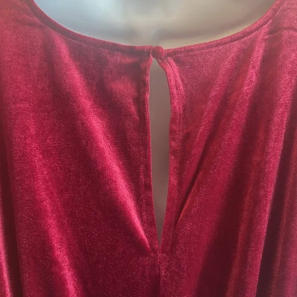 Sugarlips Night Bloom Velvet Midi Dress Cherry Short Sleeve Womens Size 2X