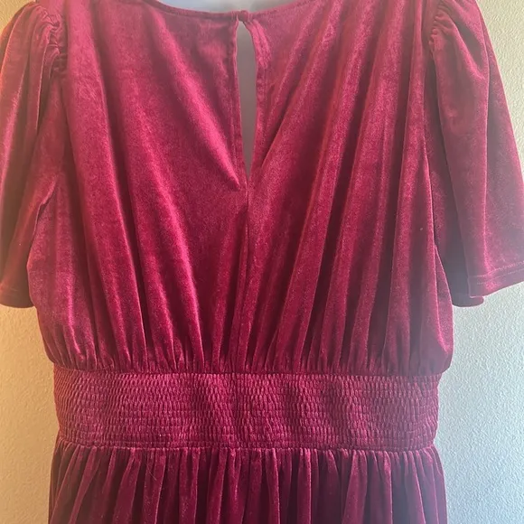 Sugarlips Night Bloom Velvet Midi Dress Cherry Short Sleeve Womens Size 2X