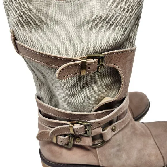 Sundance Mixed Media Legend Boots Mid-Calf Adjustable Strap Leather Brown Size 6