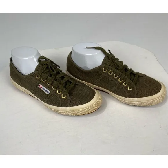 Superga Cotu Classic Olive green canvas sneakers with fleece lining‎ women 8.5