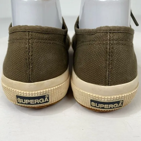 Superga Cotu Classic Olive green canvas sneakers with fleece lining‎ women 8.5