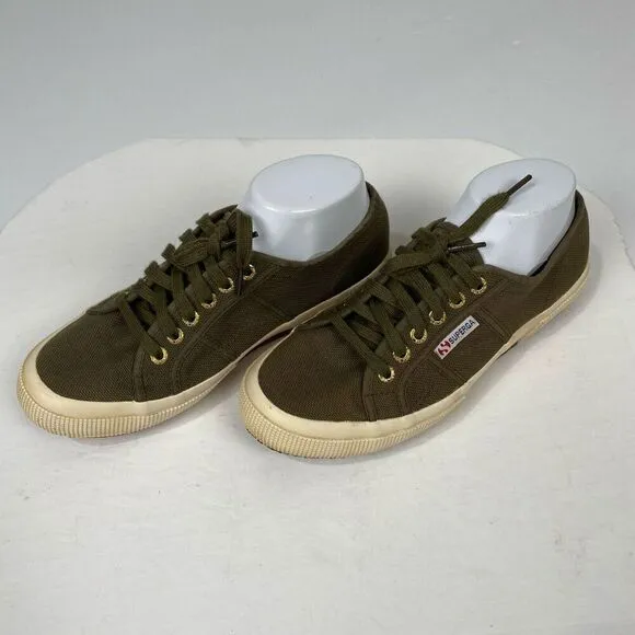 Superga Cotu Classic Olive green canvas sneakers with fleece lining women 8.5
