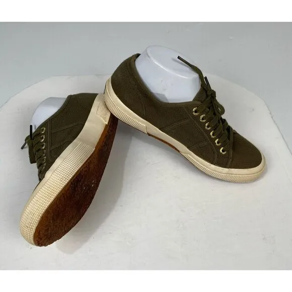 Superga Cotu Classic Olive green canvas sneakers with fleece lining women 8.5