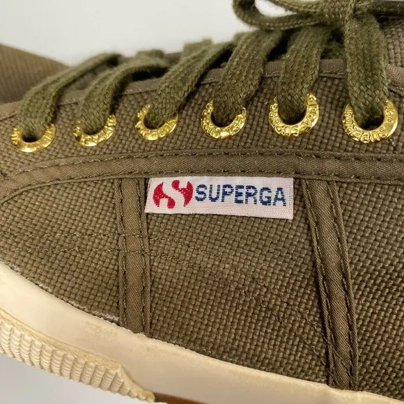 Superga Cotu Classic Olive green canvas sneakers with fleece lining‎ women 8.5