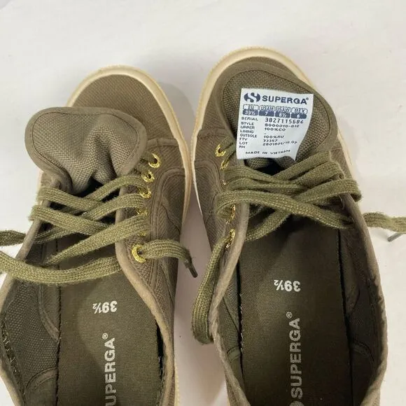 Superga Cotu Classic Olive green canvas sneakers with fleece lining women 8.5