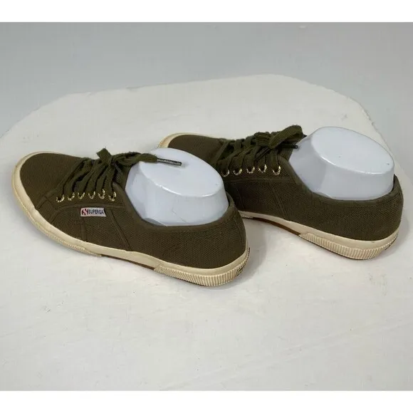 Superga Cotu Classic Olive green canvas sneakers with fleece lining women 8.5