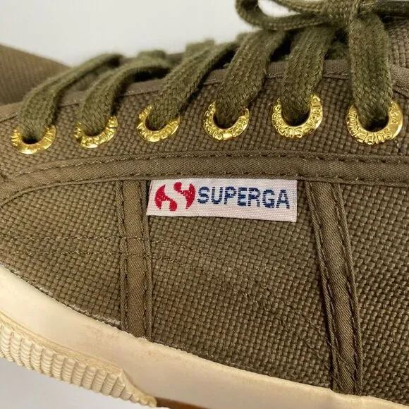 Superga Cotu Classic Olive green canvas sneakers with fleece lining women 8.5