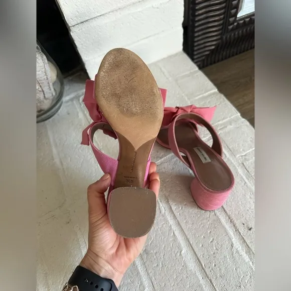 TABITHA SIMMONS Barbi Bow Suede Slide Sandals, Pink Sz 6.5
