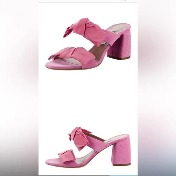 TABITHA SIMMONS Barbi Bow Suede Slide Sandals, Pink Sz 6.5