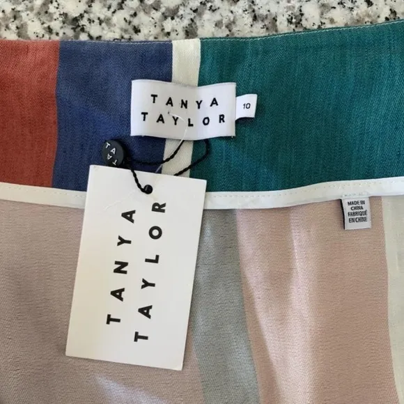 Tanya Taylor &quot;Jade&quot; Broad Stripe Linen-Blend Midi Wrap Skirt