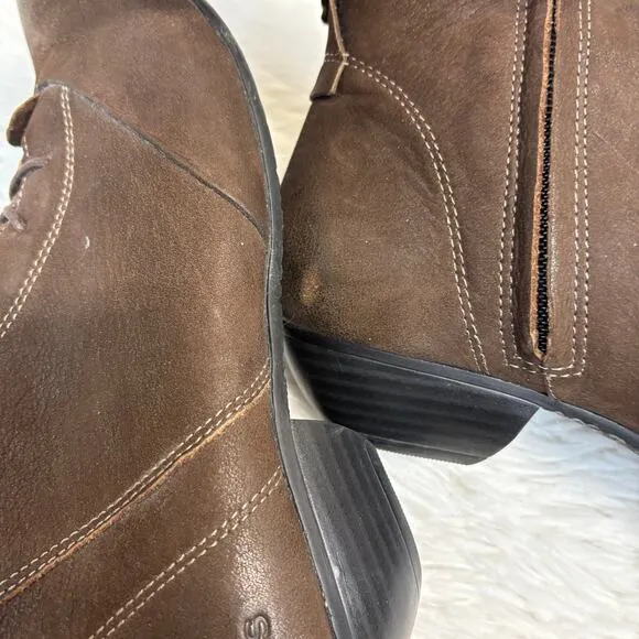 Taos Impulse Oiled Leather Brown Lace Up Ankle Boots Size 9