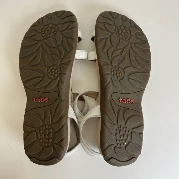 Taos Trophy 2 Leather Sandals Womens 9 40 Strappy Comfort Supportive Shoes White