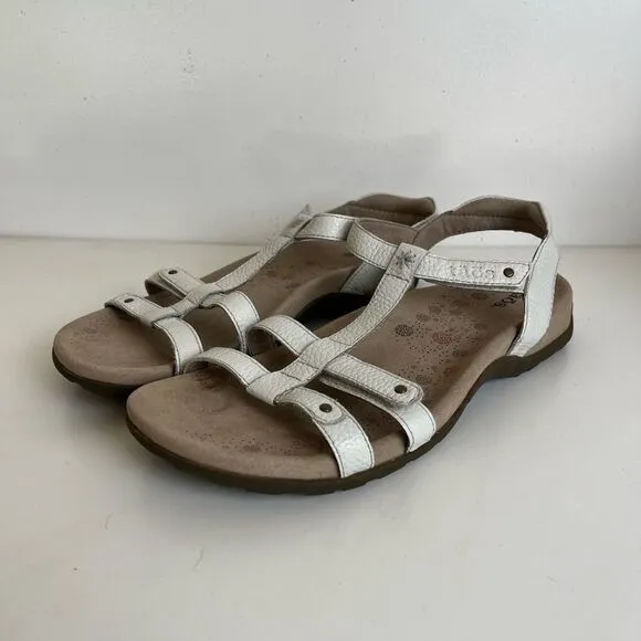 Taos Trophy 2 Leather Sandals Womens 9 40 Strappy Comfort Supportive Shoes White