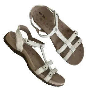 Taos Trophy 2 Leather Sandals Womens 9 40 Strappy Comfort Supportive Shoes White