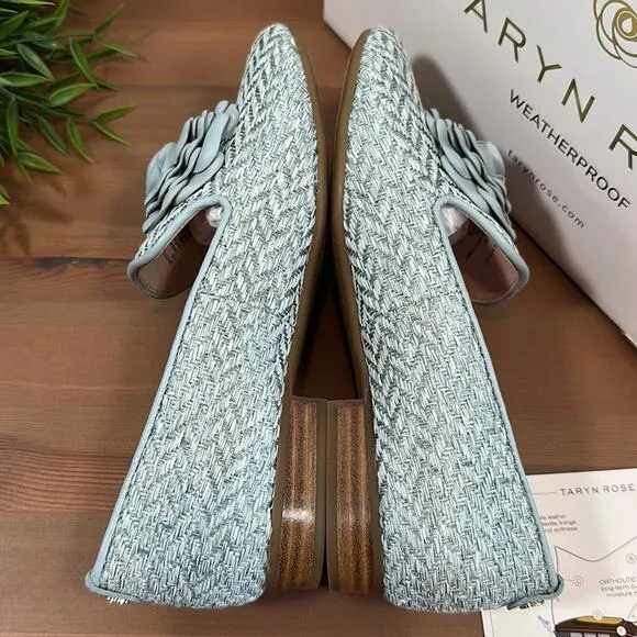 Taryn Rose Brigitta Woven Floral Heeled Loafers Size 5