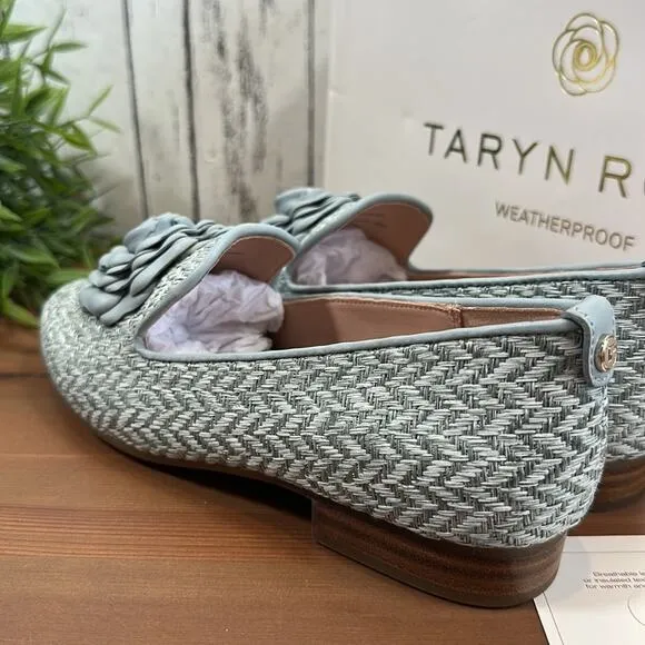 Taryn Rose Brigitta Woven Floral Heeled Loafers Size 5