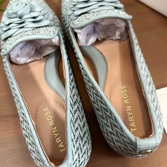Taryn Rose Brigitta Woven Floral Heeled Loafers Size 5