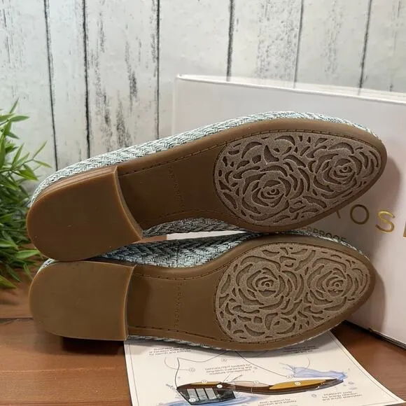 Taryn Rose Brigitta Woven Floral Heeled Loafers Size 5
