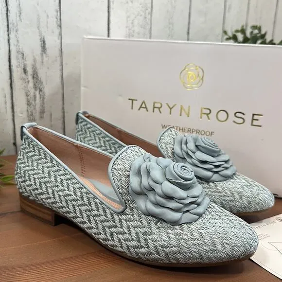 Taryn Rose Brigitta Woven Floral Heeled Loafers Size 5