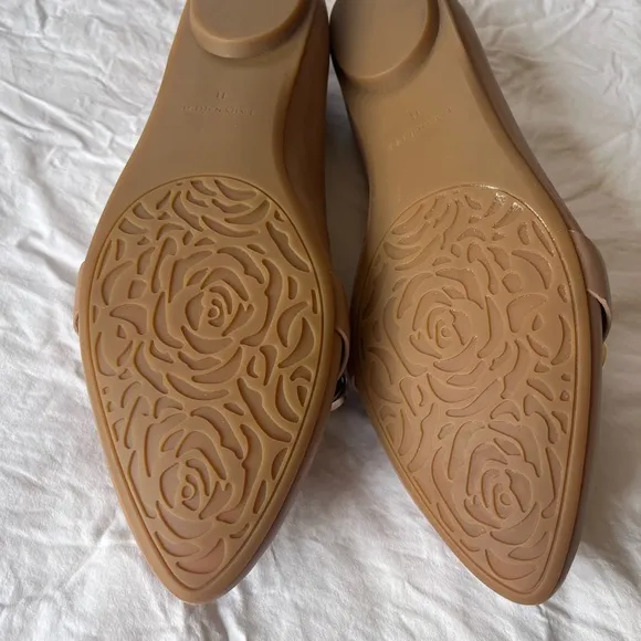 Taryn Rose Tan Flats with Bow Detail