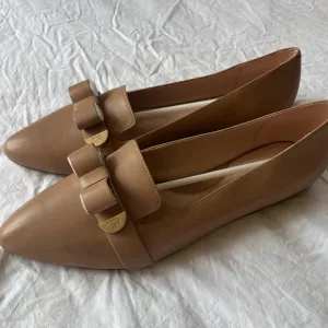 Taryn Rose Tan Flats with Bow Detail