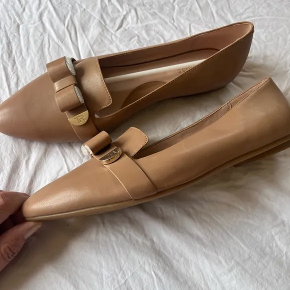 Taryn Rose Tan Flats with Bow Detail