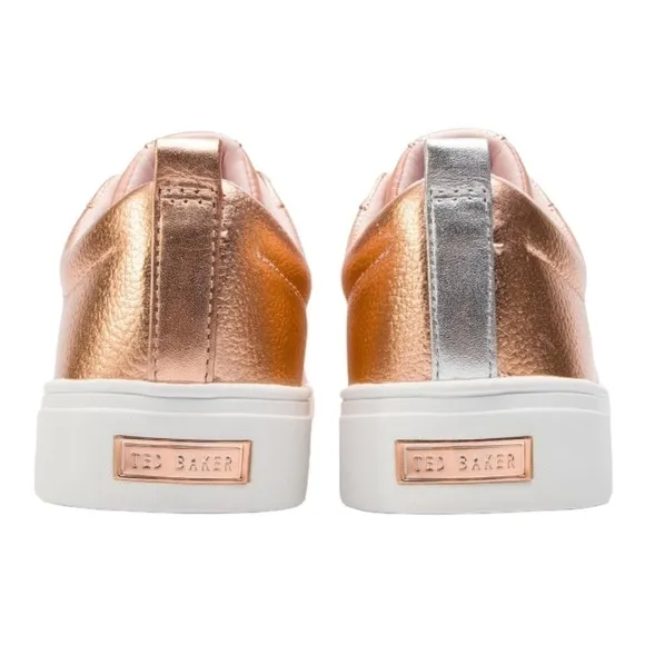 TED BAKER Gielli Rose Gold Sneakers Women’s Lace Up Shoes Flats Athletic Shoes