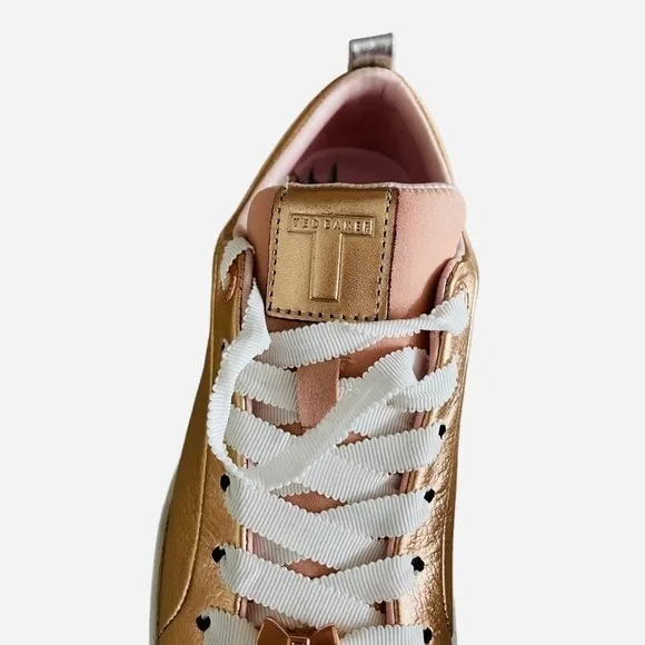 TED BAKER Gielli Rose Gold Sneakers Women’s Lace Up Shoes Flats Athletic Shoes
